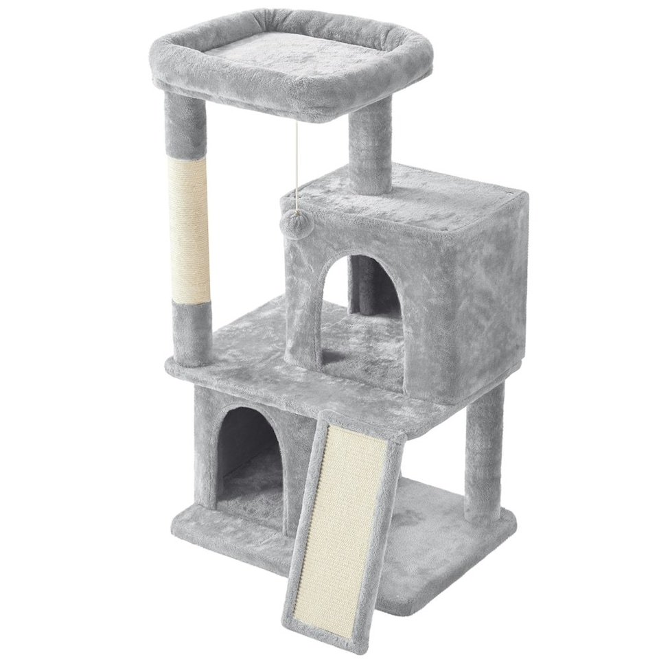 image 1 of Yaheetech 106 cm Cat Tree Tower with Double Condos Light Grey