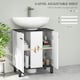 image 4 of HOMCOM Bathroom Under Sink Cabinet with Adjustable Shelf High Gloss White 