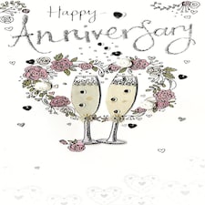 Happy Anniversary Luxury Champagne Greeting Card Hand Finished Cards