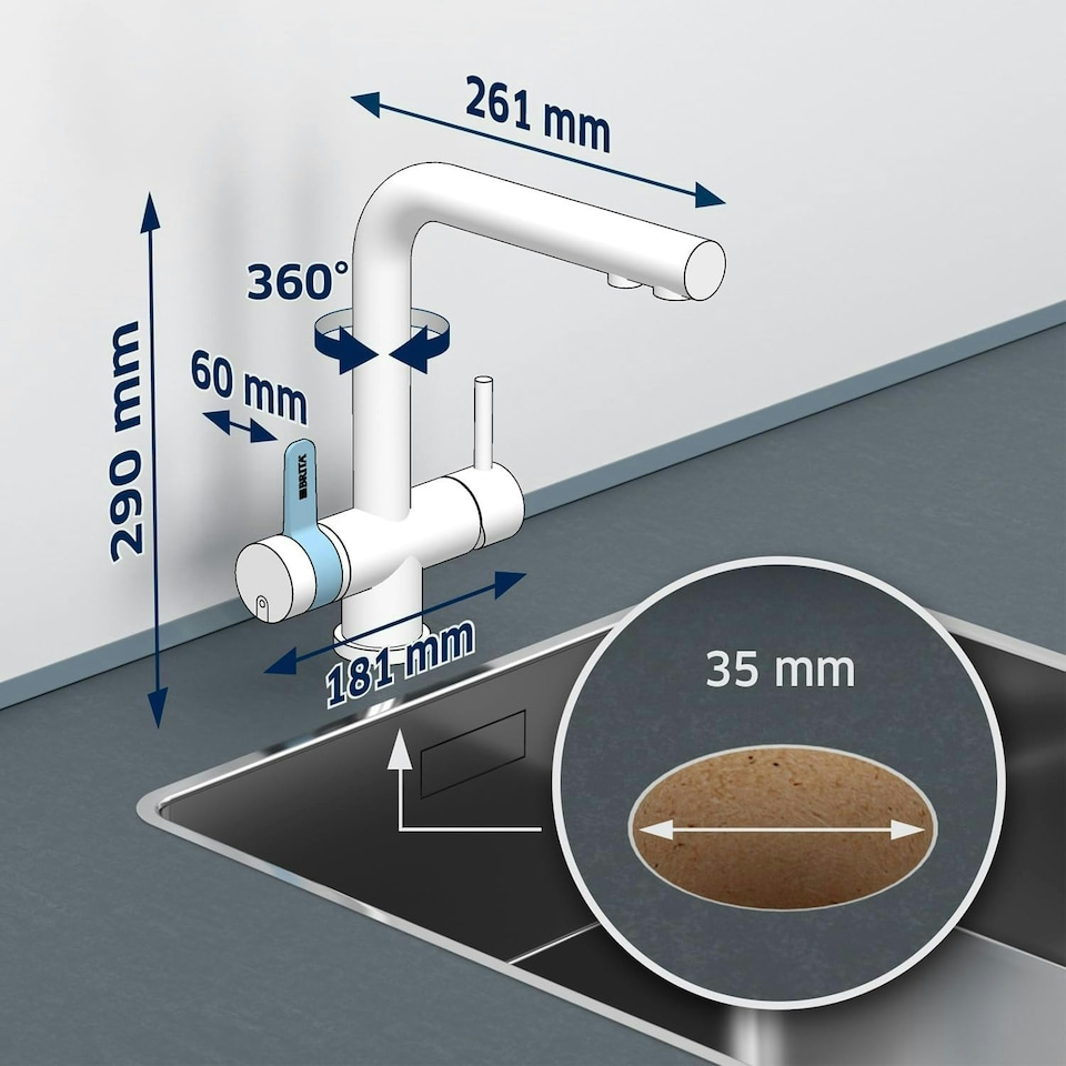 image 1 of BRITA mypure P1 Water Filter Kitchen Tap - Rectangle - Includes 1x BRITA P1000 Cartridge