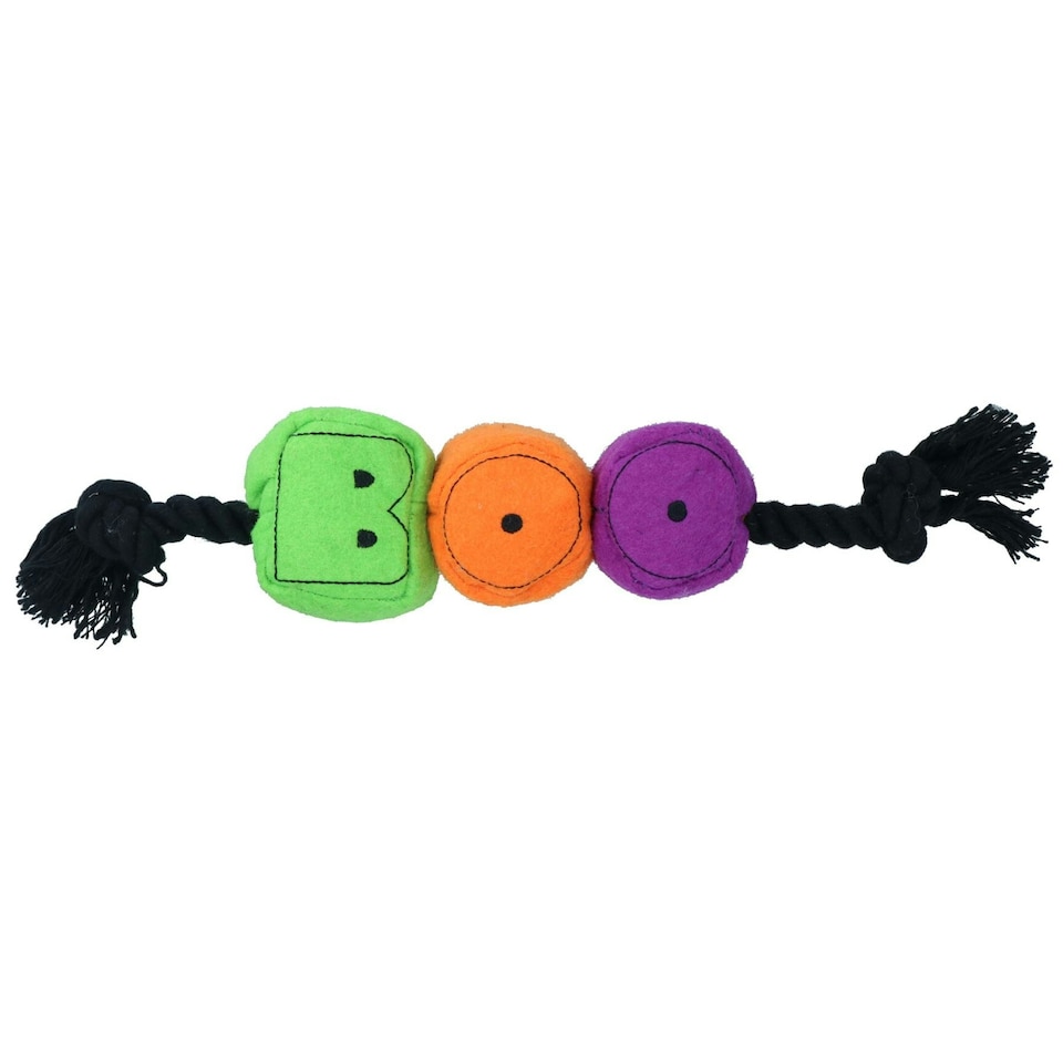 image 1 of Dog Puppy Small Halloween Gift Plush Comfort Squeaky BOO Rope Play Toy