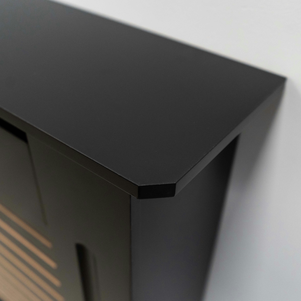 image 1 of Stylish MDF Black Horizontal Design Radiator Cover - Adjustable