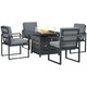 image 1 of Outsunny 4 Seater Garden Furniture Set with Gas Firepit Table, Grey