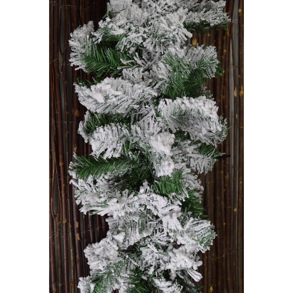 image 1 of Premier 2.7m Snow Flocked Pine Christmas Garland with Glitter Finish
