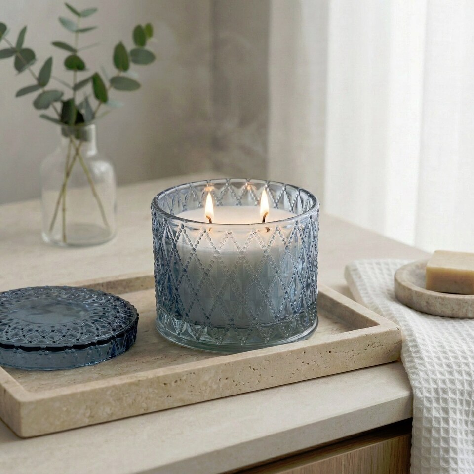 image 1 of Tianshui Luxury 2-Wick Glass Decorative Candle