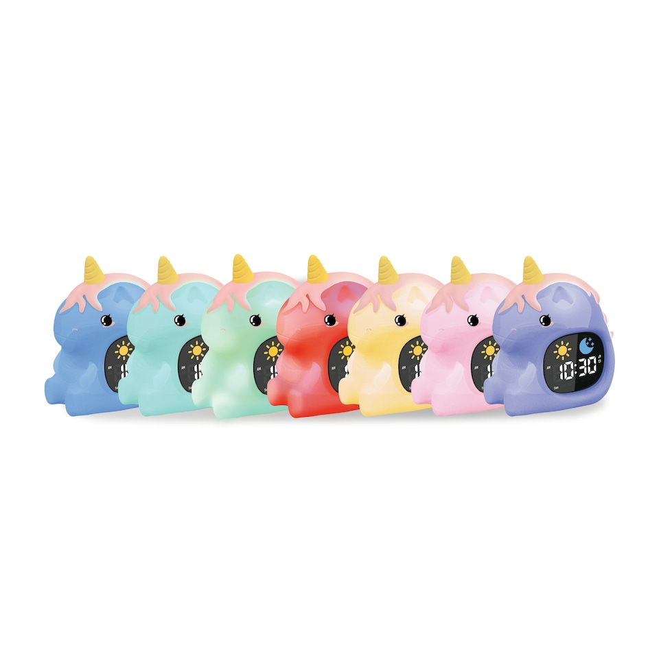image 1 of Groov-e GVCK02UN Cuties Sleep Trainer Alarm Clock with LED Night Light - Rainbow Unicorn | Multi