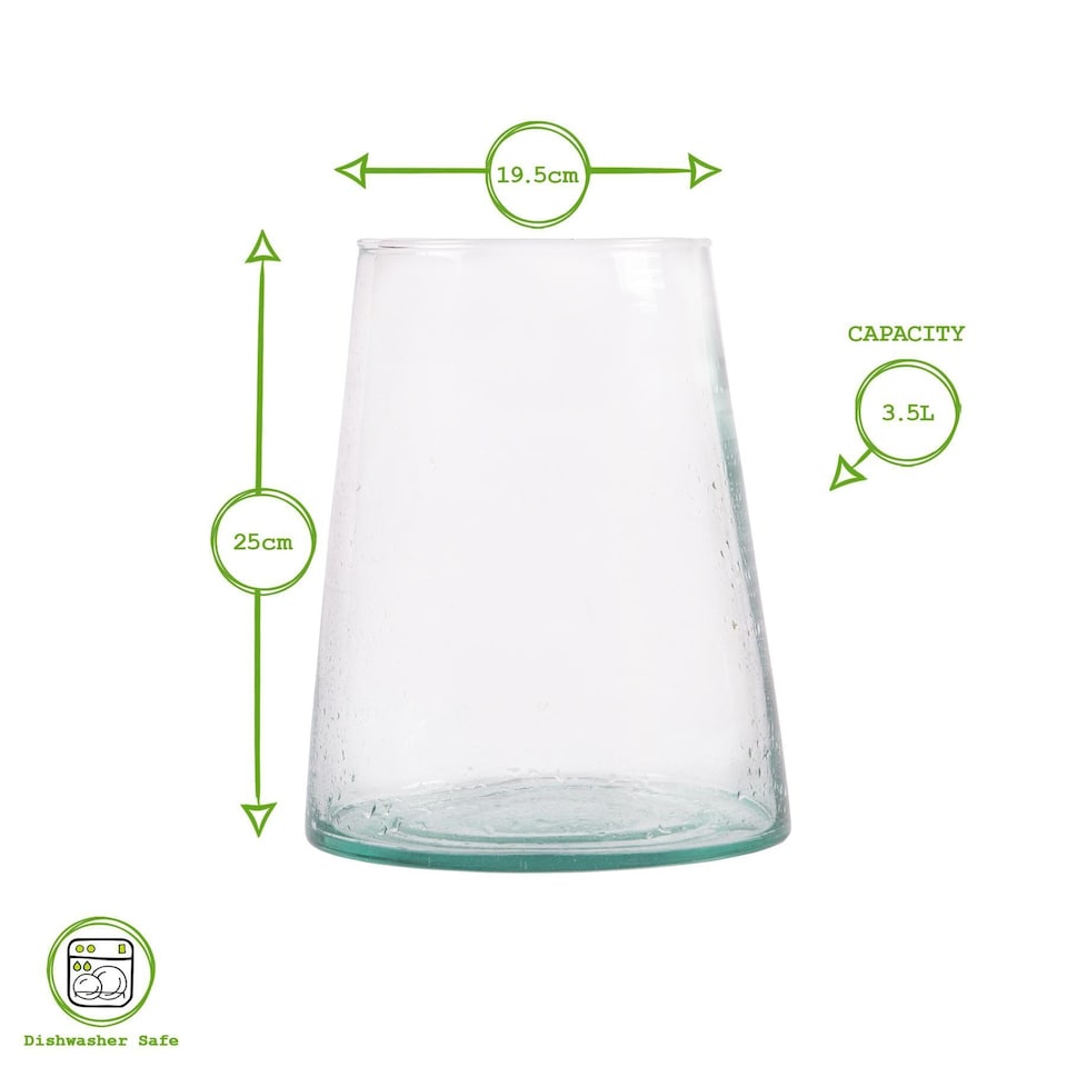 image 1 of Nicola Spring Jebel Recycled Glass Vase - 3.5 Litre - Blue | Blue | Blue