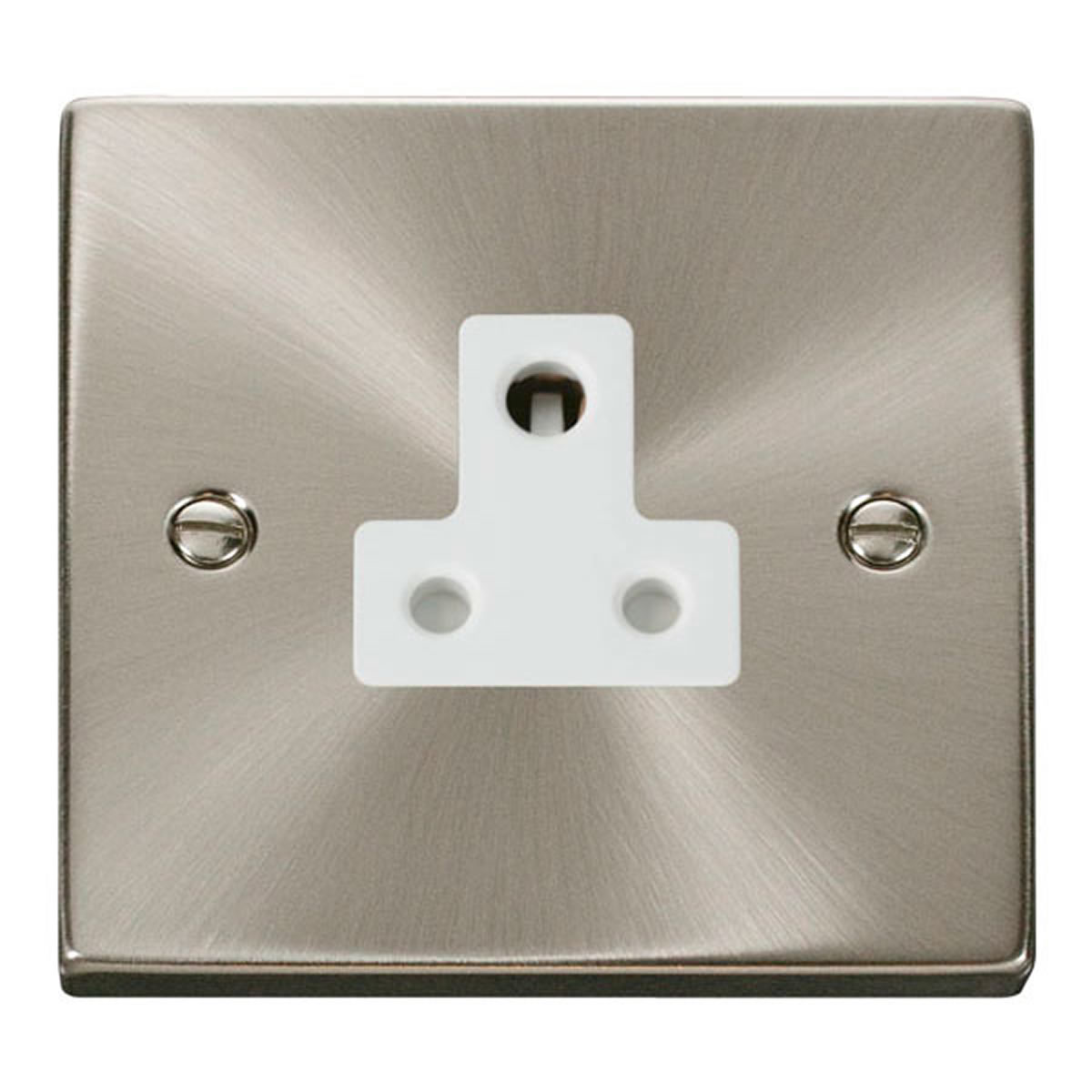 SE Home Satin / Brushed Chrome 1 Gang 5A Round Pin Socket in Metallic Silver