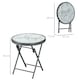 image 7 of Outsunny Round Folding Side Table w/ Imitation Marble Glass Top, White