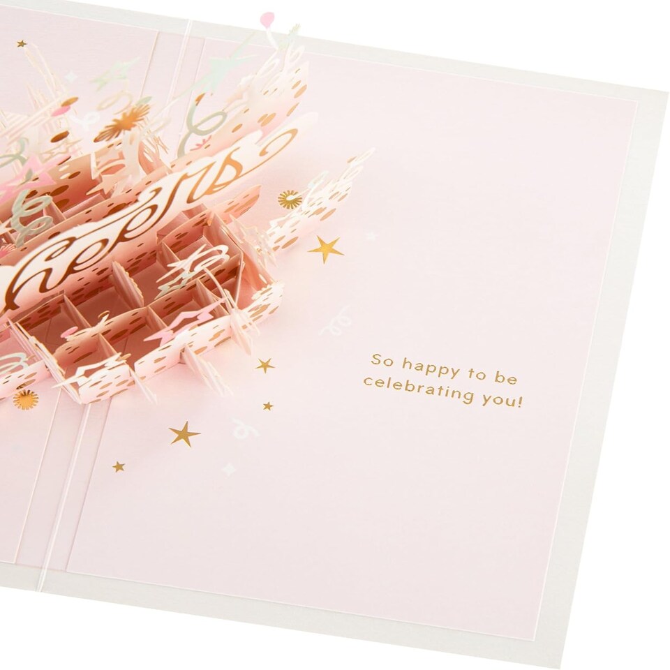 image 1 of Stars & Banner Design 3D & Pop Up Cheers Birthday Card For Her