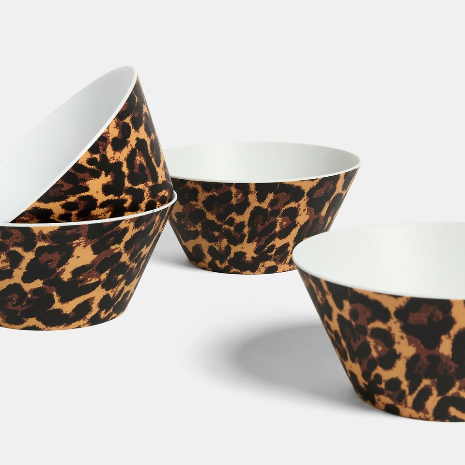 image 1 of OHS Summer Print Plastic Picnic Bowls Set of 4 Lightweight Outdoor
