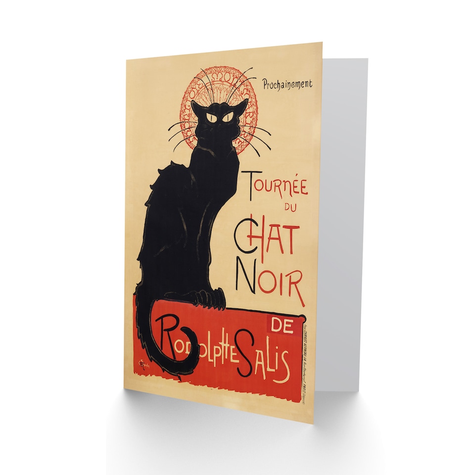 image 1 of Steinlen Art Card Black Cat Chat Noir Cabaret Vintage Advert