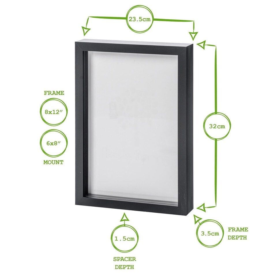 image 1 of Nicola Spring 3D Shadow Box Frame with A5 Mount - A4 (8" x 12") - White/Grey