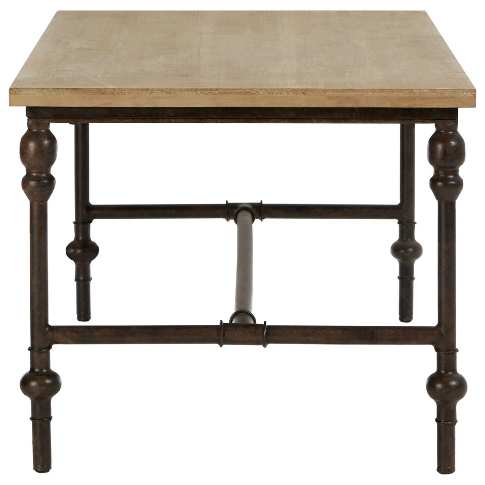 image 1 of Interiors by Premier Wood Top Coffee Table, Industrial Style Coffee table, Rectangular Coffee Table, Wood Top Metal Coffee Table Cream
