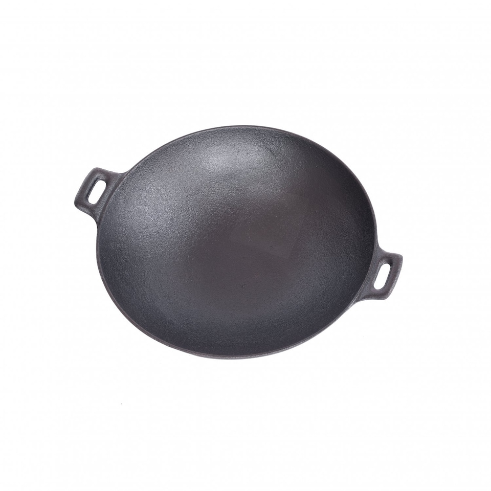 image 1 of 30cm Cast Iron Non Stick Wok Skillet Frying Cooking Pan