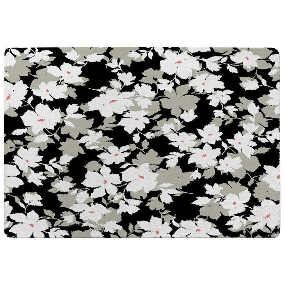 image 1 of Grey, White & Black Flowers (Rug) Grey | XL: 160x230cm
