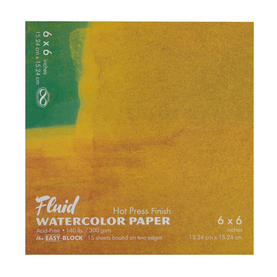 Speedball Fluid Hot Press Watercolour Paper Block, White, 6 x 6inch