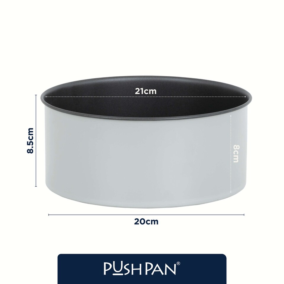 image 1 of PushPan Set of 2 x 8 Inch Deep Cake Tins Grey/Pewter