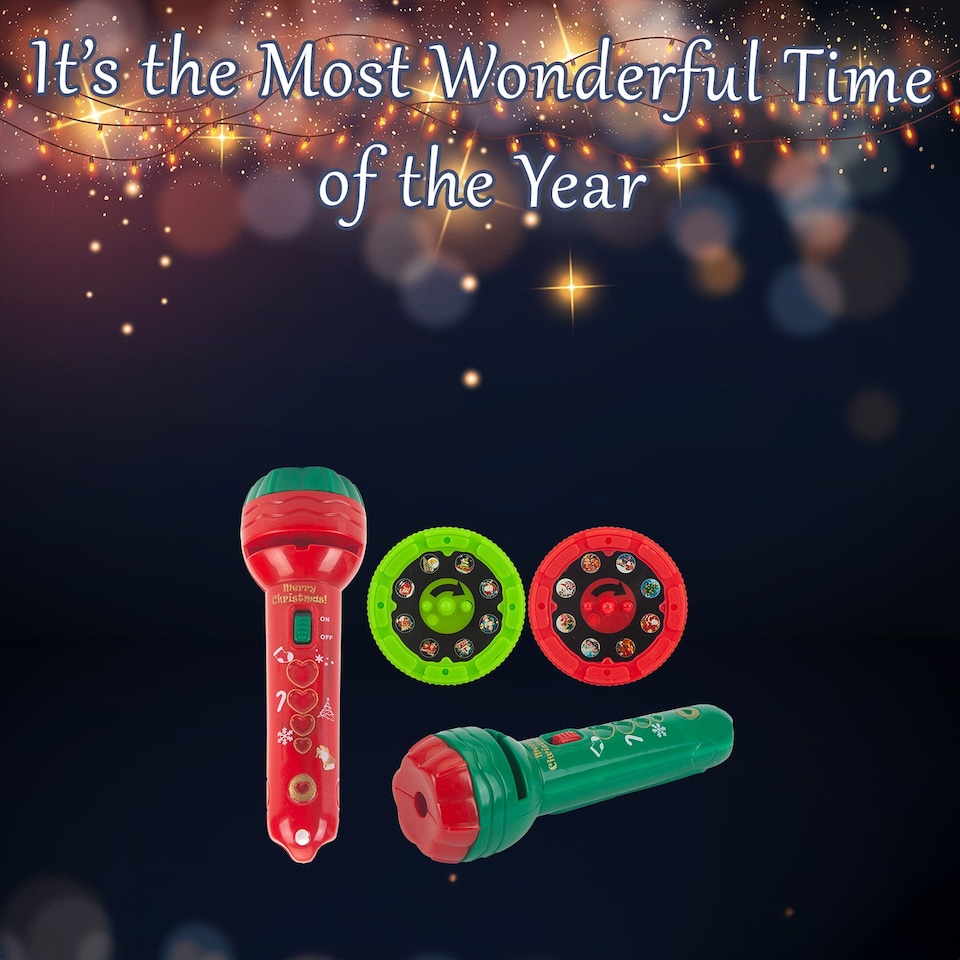 image 1 of vfm-estore Christmas Projector Torch 16 Patterns, Red and Green, 11 x 3.5 cm