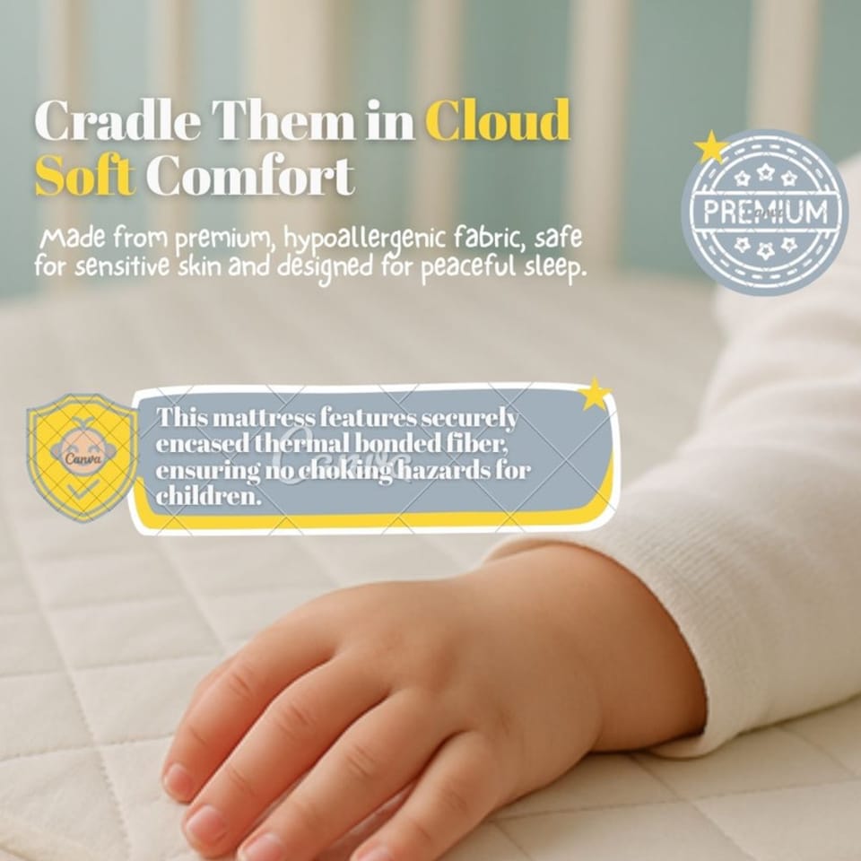 image 1 of MHG Living Cot Bed Mattress Waterproof Anti-Allergy Baby Mattress Cover for Newborns - White - 140cmx70cm