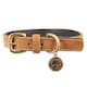 image 2 of Benji & Flo Noble Suede Dog Collar - Tan/Gold - XS