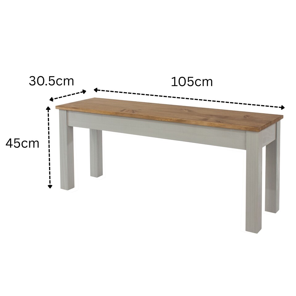 image 1 of Linea Grey Wax and Antique Wax Wooden Dining Bench - Available in 105cm and 135cm Sizes | Grey | Grey | M | 1