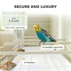 image 5 of PawHut Bird Cage with Divider, 4 Wooden Perches, Slide Out Tray, White
