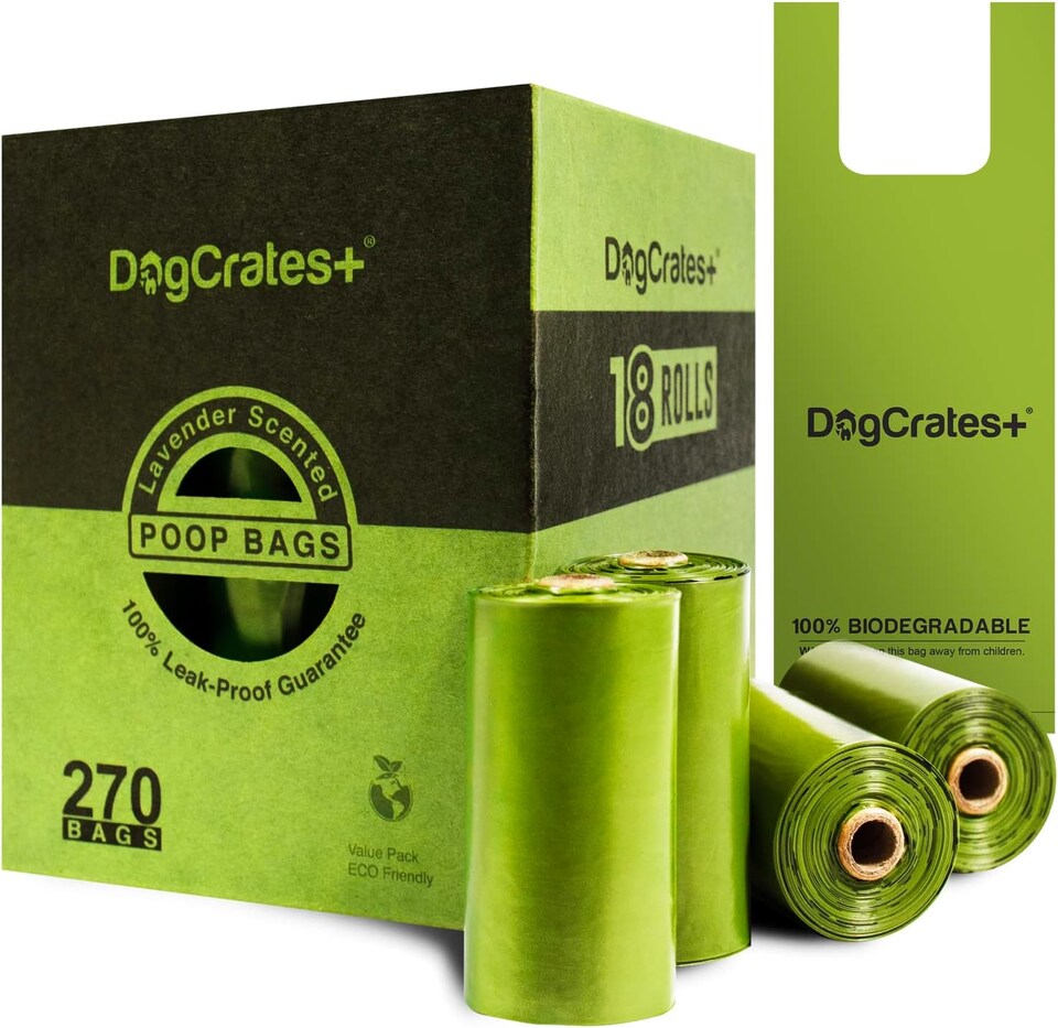 image 1 of DogCrates+ Dog Poo Bags - 270 Leak Proof and Extra Thick Poop Bags with Tie Handles