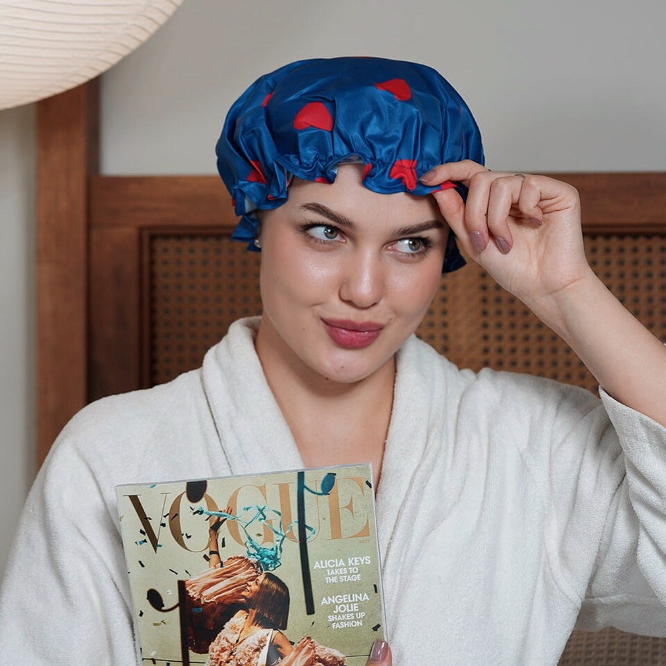 image 1 of SMUG Shower Cap - Loveheart Print