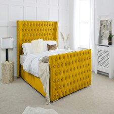 Meila Plush Small Double Bed Frame - Mustard Gold
