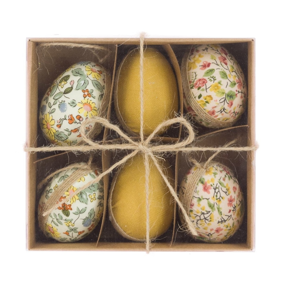 FloralSilk set of 6 floral textile Easter egg decorations