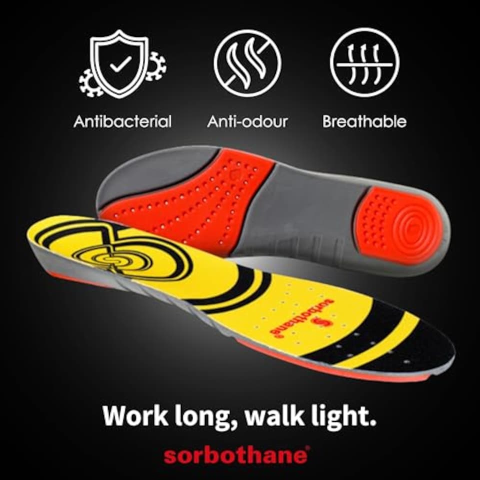 image 1 of Double Strike Insoles Men & Women – Shock Absorbing Inserts For Plantar Fasciitis, Arch Support & Heel Relief – Antibacterial Shoe Inserts For Walking, Running, Work Boots – Size UK 3-4.5