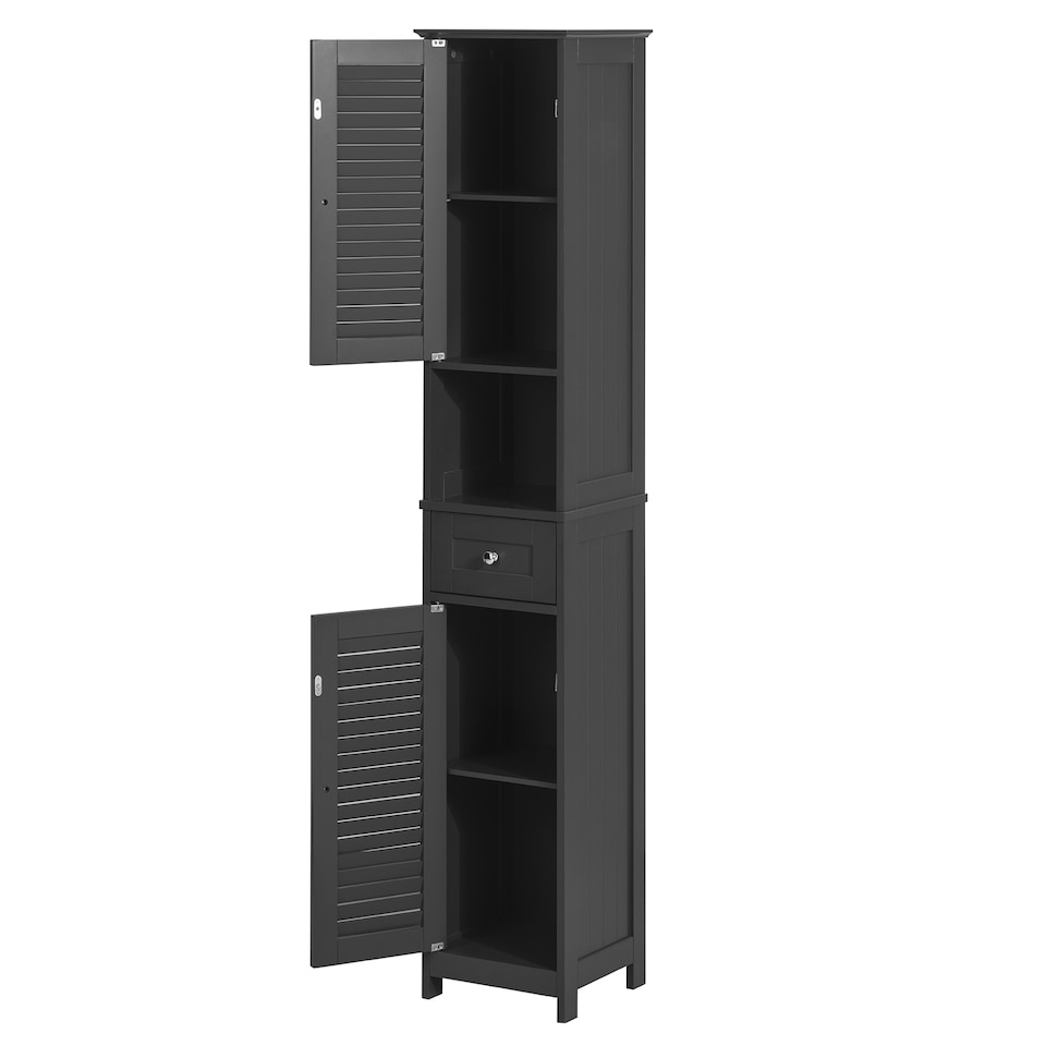 image 1 of SoBuy FRG236-DG,Tall Bathroom Storage Cabinet with 2 Shutter Doors | Grey | Grey | 1