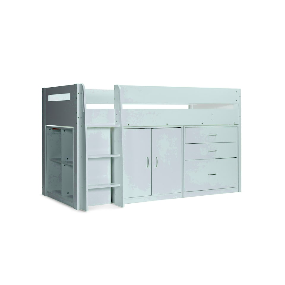image 1 of Lacy White Storage Mid Sleeper And Noah Memory Foam Mattresses
