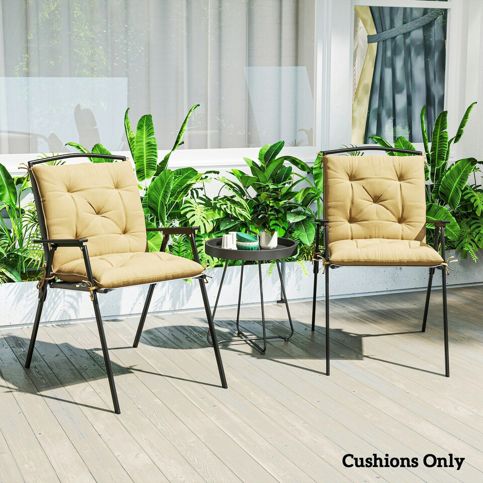 image 1 of Outsunny Set of 2 Garden Chair Cushions Seat Pad for Outdoor & Indoor Use 