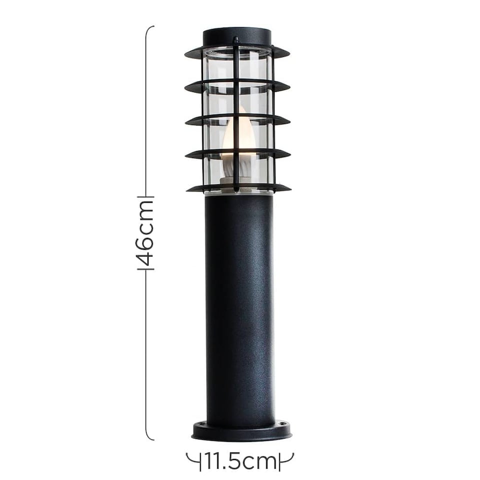 image 1 of ValueLights Wharf Pair Black Outdoor Bollard Light Warm White Bulb