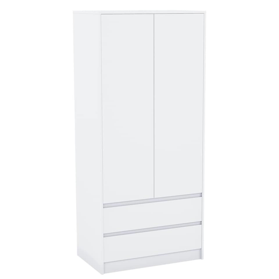 image 1 of Vida Designs Denver 2 Door 2 Drawer Wardrobe With Shelf & Clothes Rail, White