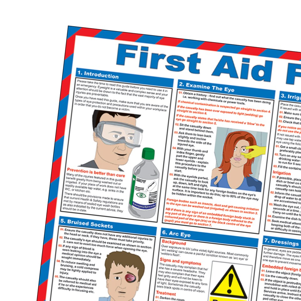 image 1 of Pegdev Eye First Aid Laminated Health & Safety Poster A2 Landscape Durable Sign