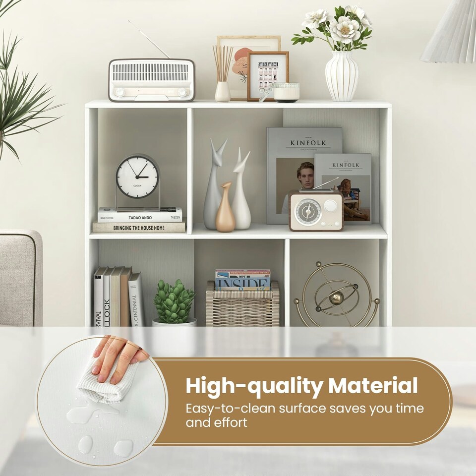 image 1 of COSTWAY Open Shelf Bookcase Cube Bookshelf White White
