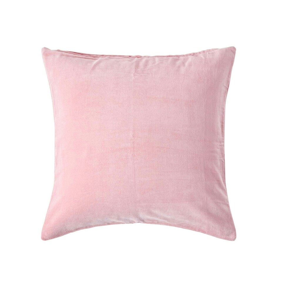 image 1 of Homescapes Pink Velvet Cushion Cover - 40 x 40 cm Pink