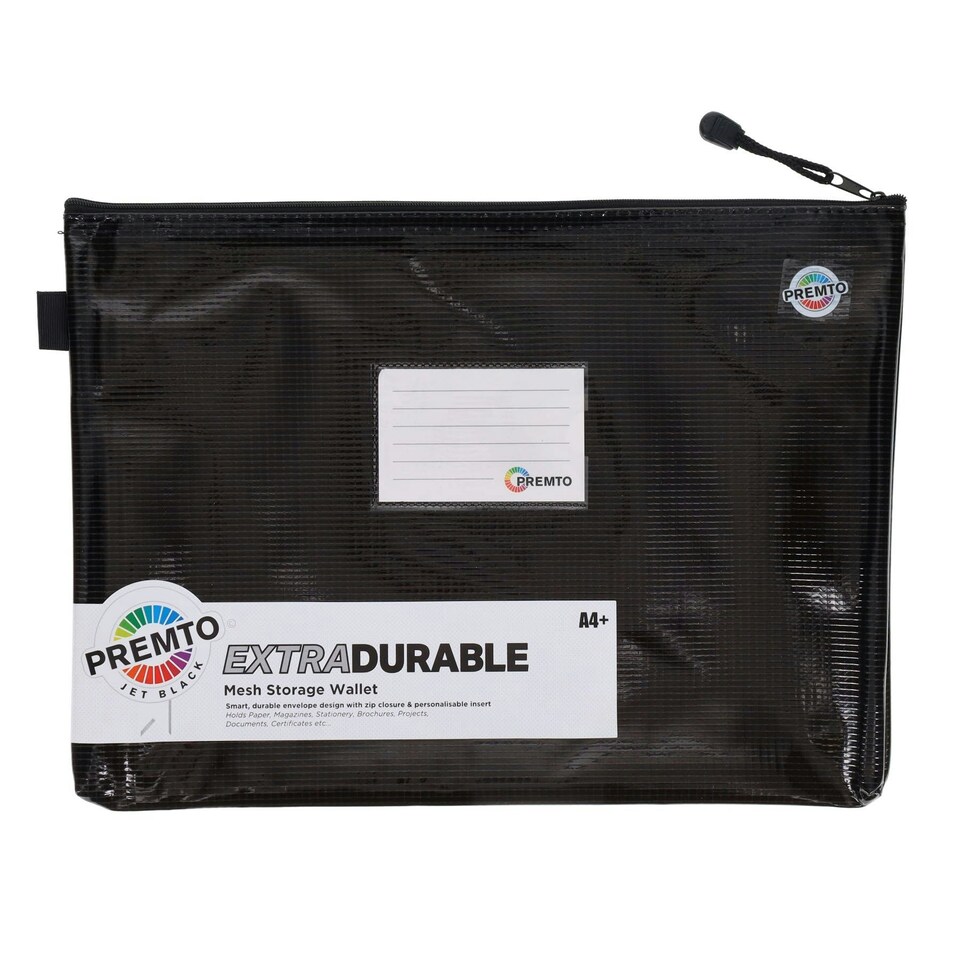 image 1 of A4+ Extra Durable Jet Black Mesh Storage Wallet by Premto