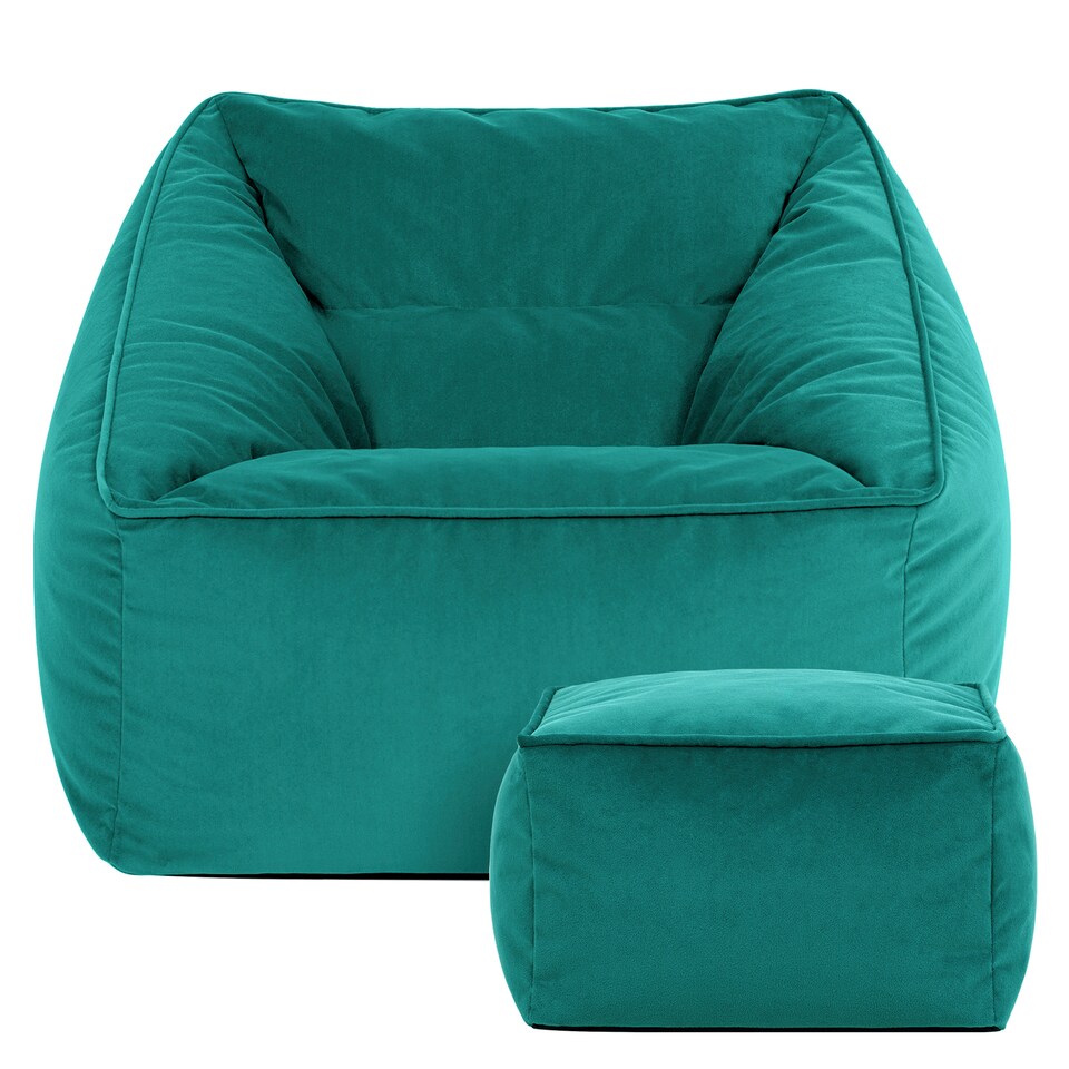 image 1 of icon Natalia  Velvet Armchair and Footstool Bean Bag, Teal
