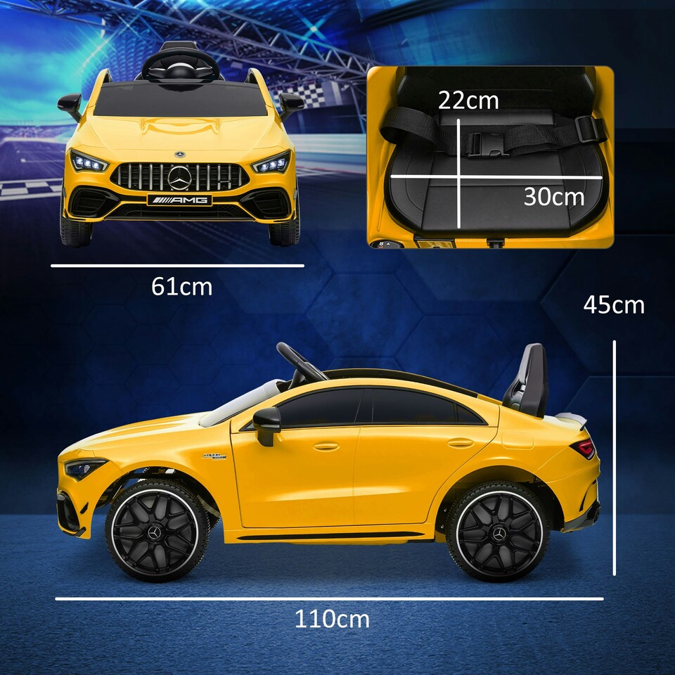 image 1 of AIYAPLAY Mercedes-Benz AMG CLA 45 Licensed 12V Ride on Car w/ Music - Yellow