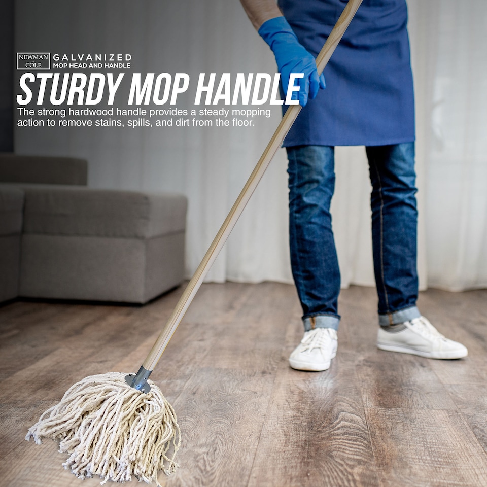 image 1 of Traditional Pure Cotton Yarn Mop Galvanised Metal Socket Mop with Handle