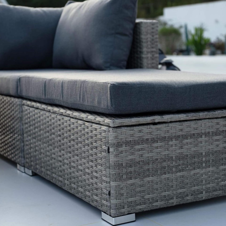 image 1 of 5 Piece Modular Outdoor Garden Set Corner Chairs Padded Seats Garden Furniture
