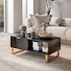 image 2 of HOMCOM Marble-Effect Coffee Table with Storage, Living Room Table with Drawer and 2 Open Shelves, Modern Centre Table with Fluted Door, Black | Black