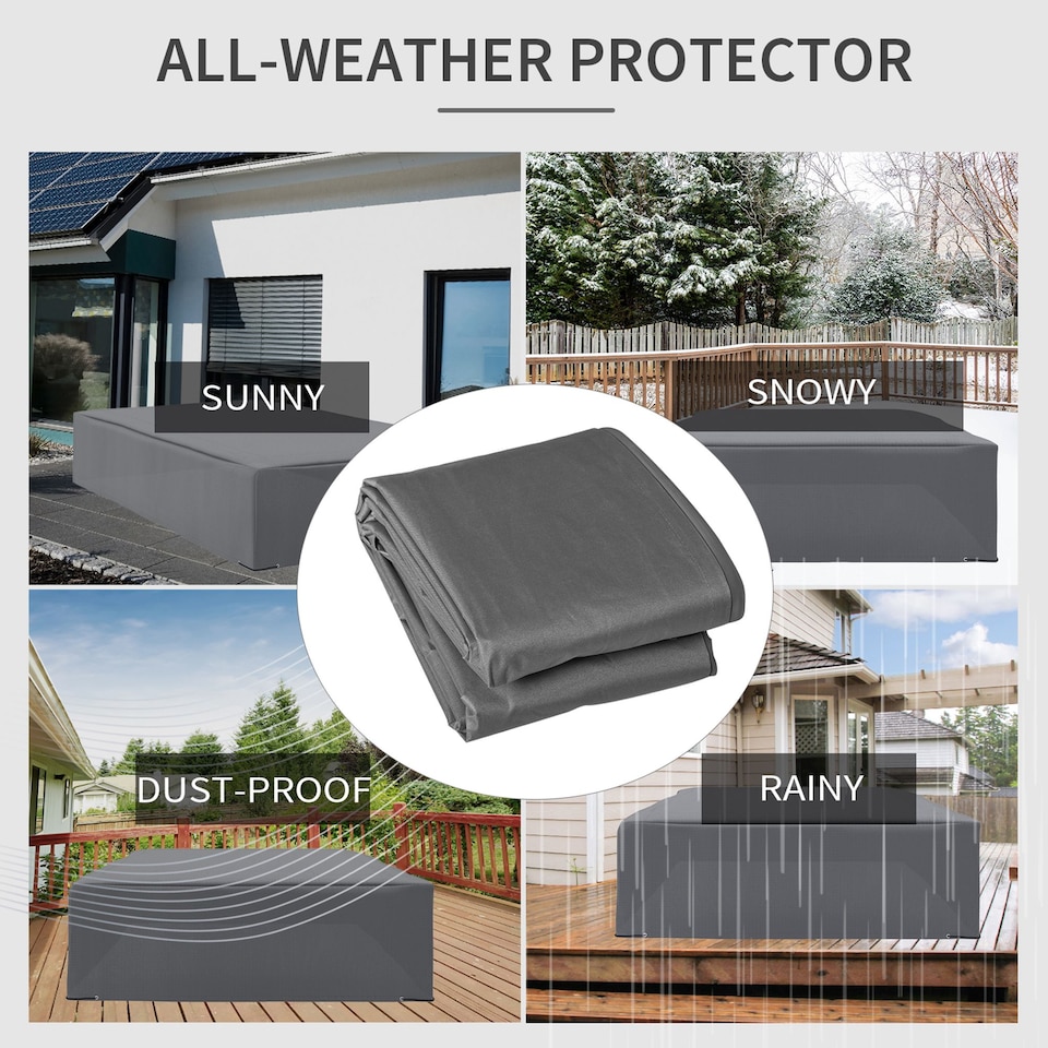 image 1 of Outsunny 205x192cm Outdoor Garden Furniture Protective Cover Water UV Resistant | Grey | Grey | 225cm x 210cm x 70cm