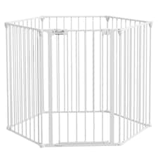 PawHut 2 in 1 Dog Pen, Safety Pet Gate, 6 Panels, for Medium Dogs, 90Hcm - White