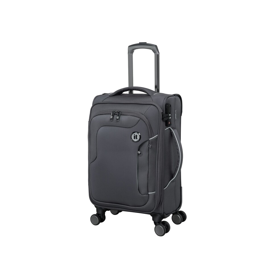 image 1 of IT Luggage Teleported Warm Charcoal Expandable Cabin Suitcase with TSA Lock Grey | Cabin Bag
