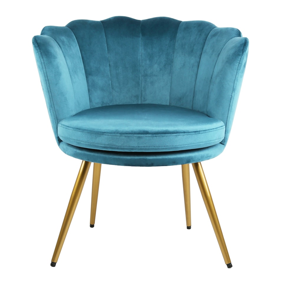 image 1 of FLORA Petal Chair Velvet Upholstered Fabric - Teal Blue | Teal